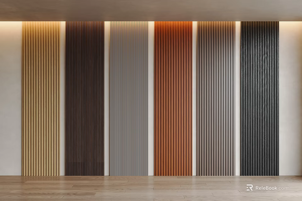 Vertical Striped Wall Panels In Various Colors For Modern Interior Design 3d model 