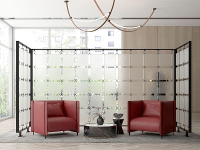 Modern leisure sofa combination glass brick partition art glass background wall model