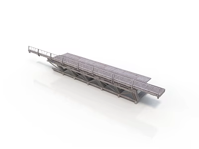Industrial Steel Conveyor Platform With Guardrail And Support Frame Structure 3d model