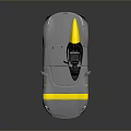 Silver Sports Car with Yellow Stripe Convertible Top Sleek Modern Design and Sporty Appearance