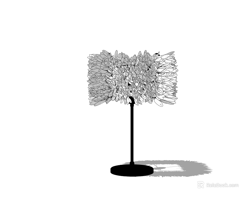 Elegant Table Lamp With Feather Shaped Shade And Modern Unique Stand Design 3d model