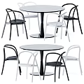 Modern Round Dining Table and Chair Set with Black And White Metal Frame Sleek Design