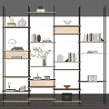 Modern Bookcase With Black Metal Frame Wooden Shelves Books And Decorative Items