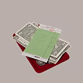 Red Tray With US Dollar Bills Green Receipt And Coins For Daily Financial Use