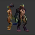 Game Movie Characters Anthropomorphic Animal Design With Orange Brown Fur Muscular Build And Tails