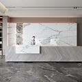 Company Front Desk Background Wall Reception Area Bar Desk Reception Desk Lobby Simple Lobby 3d model