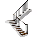 Modern Staircase Design With Wooden Steps Black Metal Railings And Wooden Handrail