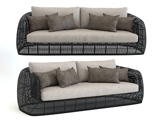 Multi-person Sofa Outdoor Rattan Sofa Courtyard Leisure Sofa Garden Rattan Chair Sofa Lazy Sofa Multi-person Sofa Combination Sofa Combination Sofa Chair 3d model