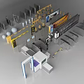 Public Facilities With Security Check Gates Turnstiles Barriers And Surveillance Systems 3d model