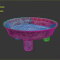 Traditional Decorative Sculpture Carving With Circular Shape Red White Patterns And Three Legs