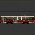 Cream And Red Tram 3D Model With Pantograph Overhead Wires Windows And Doors