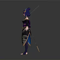 Two Anime Style Characters With Blue Hair Yellow Halos Black Purple Outfits And Golden Trim
