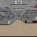 Supermarket Department Store Interior With Aquatic Meat Sections Aisles And Counters