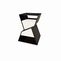 Modern Geometric Bedside Table With Layered Design And Black Frame White Panel