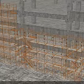Building Construction Scaffolding Structure With Metal Frames And Working Platforms 3d model