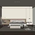Modern Bedroom Interior Design With Platform Bed Wooden Headboard Desk Chair And Area Rug