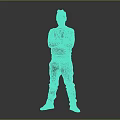 Man In Black Outfit With Beanie Standing Arms Crossed On Gray Gradient Background