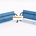 Blue Public Chairs With Metal Mesh Design Black Armrests And Legs For Public Spaces