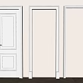 White Hinged Door With Gold Handle And Frames In Interior Room Space 3d model