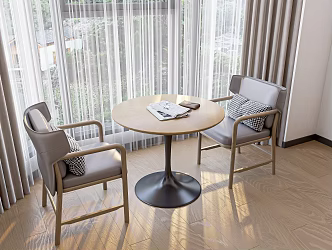 Modern leisure table and chair table and chair combination leisure table and chair round table 3d model