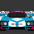 Blue White Pink Racing Car With ChatGPT Livery And Streamlined Sporty Design