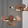 Modern Gold Ring Chandelier With Multiple Circular Discs In Minimalist Interior Design 3d model