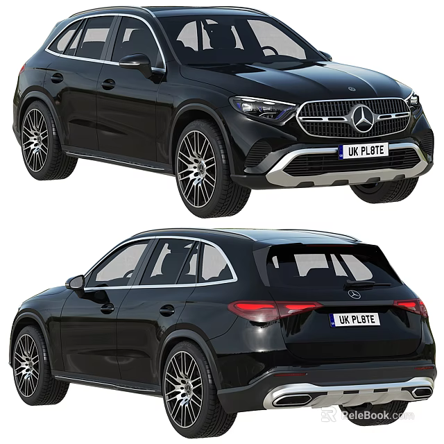 Black Mercedes SUV With Front Grille LED Headlights And Alloy Wheels 3d model 