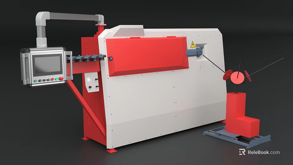 Red And White Reinforcing Steel Bending Machine With Control Panel And Rebar Bending Function 3d model