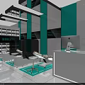 Modern Beauty Hair Salon Interior Design With Teal Decor White Counter And Computer Seats