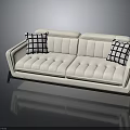 Modern White Sofa With Black And White Checkered Cushions Elegant Design