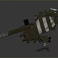 Detailed Green Armored Mech Warrior With Heavy Cannon And Striped Armor Plates