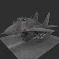 Detailed Military Fighter Jet Static Display Model With Landing Gear On Platform