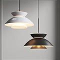 Modern Minimalist Pendant Chandeliers With White And Black Layered Shades