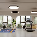 Fitness Studio Interior With Pilates Equipment Curtains And Wooden Floors