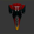 Colorful Streamlined Spacecraft Model Featuring Red Green Orange Black Design For Aerospace Exploration