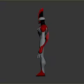 3D Animated Character Model With Red Horn Green Eyes And Chest Emblem