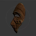 Handcrafted Terracotta Mask With Carved Facial Features And Decorative Patterns