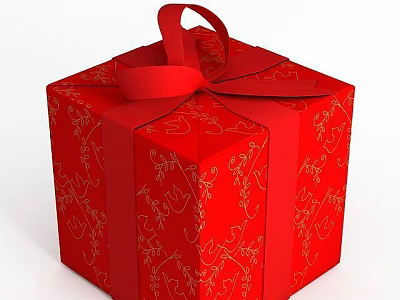 Tech Exhibition Hall Showcase Featuring Red Gift Box Red Ribbon Bow And Golden Patterns 3d model