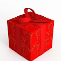 Tech Exhibition Hall Showcase Featuring Red Gift Box Red Ribbon Bow And Golden Patterns