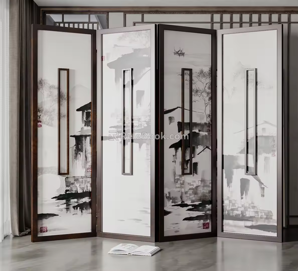 New Chinese Style Screen Partition 3d model