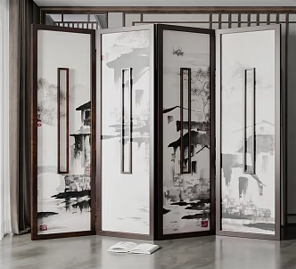 New Chinese Style Screen Partition 3d model
