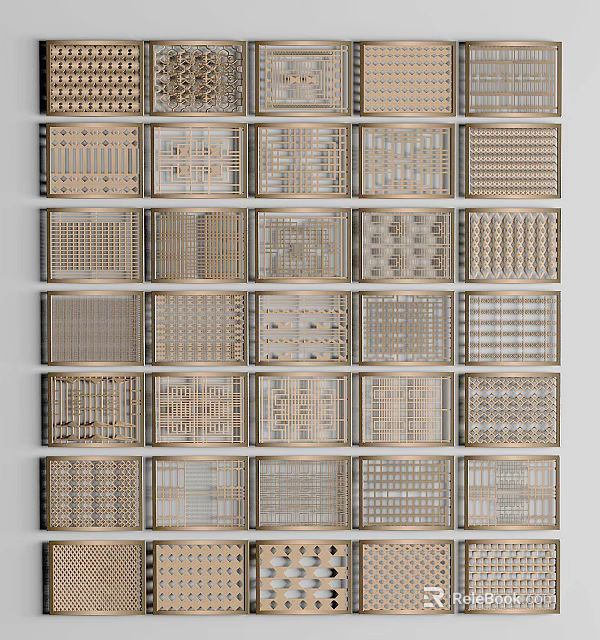 Lattice Windows With Various Intricate Decorative Patterns For Architectural Decoration 3d model