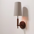 Gray Fabric Shade Wooden Wall Lamp For Modern Home Decor On White Wall