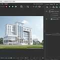 China Guangqi Modern Office Building With Glass Curtain Walls Green Lawn And Blue Sky Background