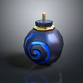 Dark Blue Weapon with Blue Spiral Pattern Golden Cap and Wooden Handle