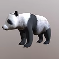 Realistic 3D Model of Standing Black and White Panda Bear in Neutral Gray Background
