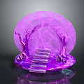Magical Cartoon Scene With Purple Circular Arch Glass Stairs And Decorative Structures