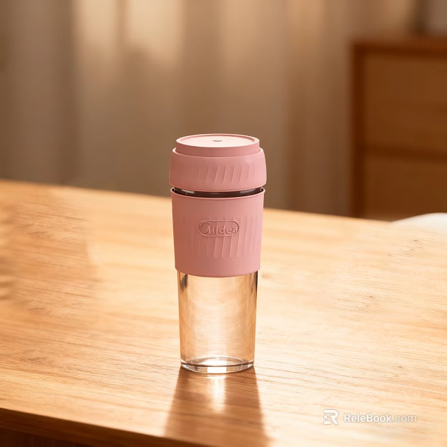 Coca-Cola Pink Transparent Vacuum Insulated Travel Mug On Wooden Table 3d model 