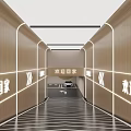 Luxury Modern Parking Garage Featuring White Sports Car Number 20 Geometric Wall Decor And Lighting