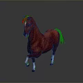Realistic Red Horse 3D Model in Standing Pose on Gray Background